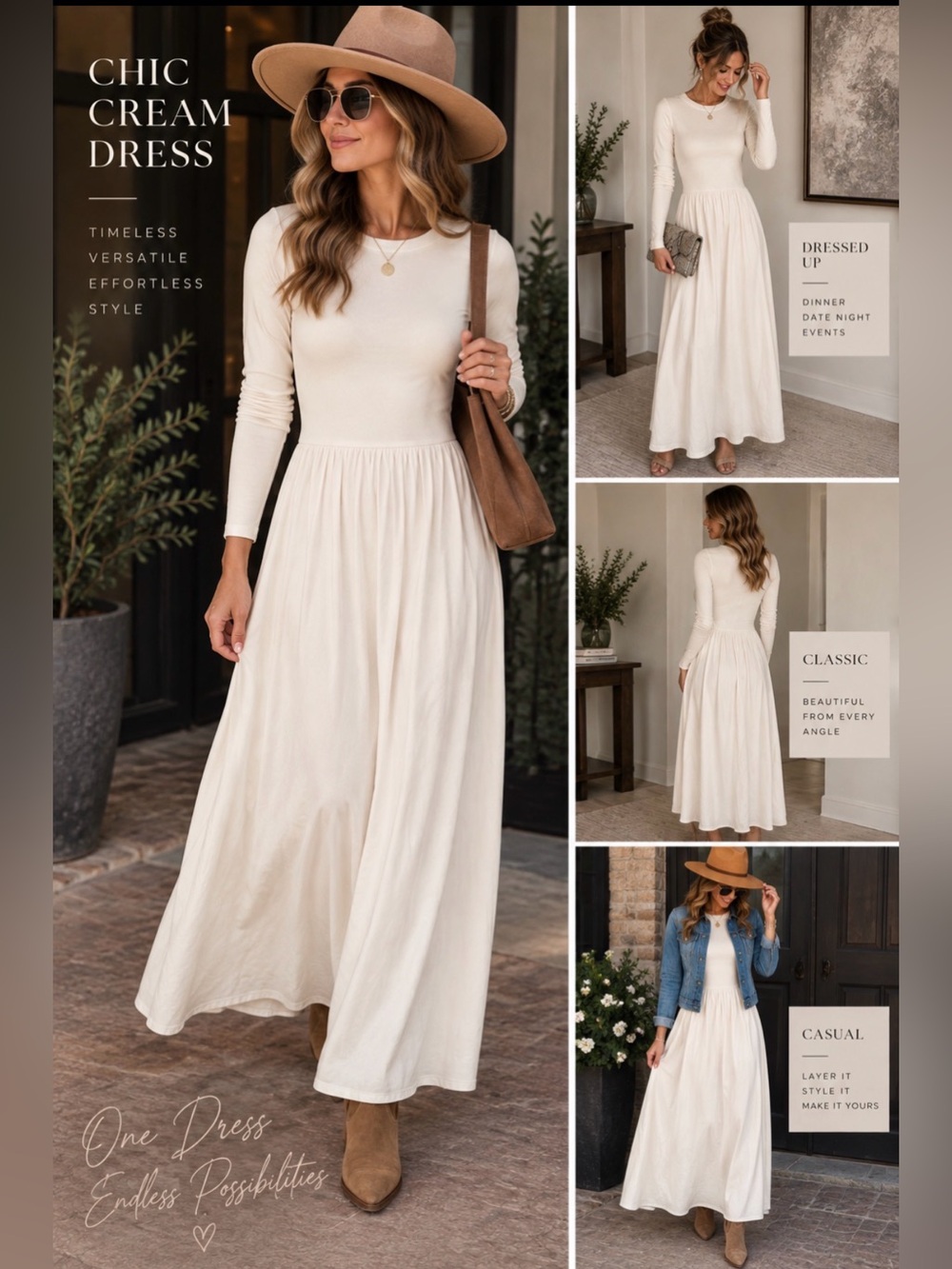 Chic white Long Sleeve Dress
